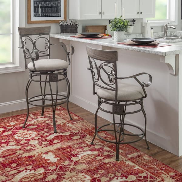 Linon Home Decor Labelle Pewter Big & Tall Arm Counter Stool