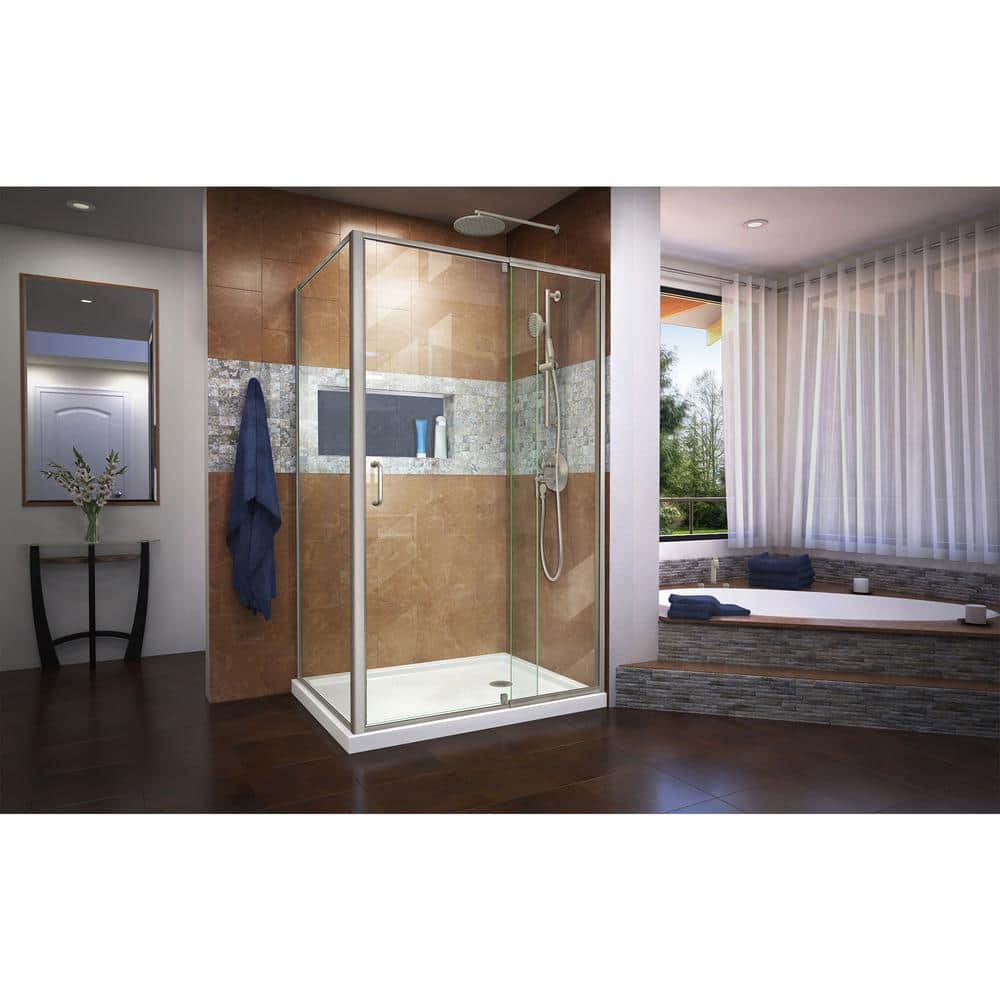 Flex 48" x 36" Chrome Semi-Frameless Pivot Shower Enclosure