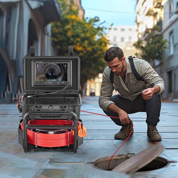 SKYSHALO Sewer Camera, 98 ft. /30m, Self-Leveling Drain Camera