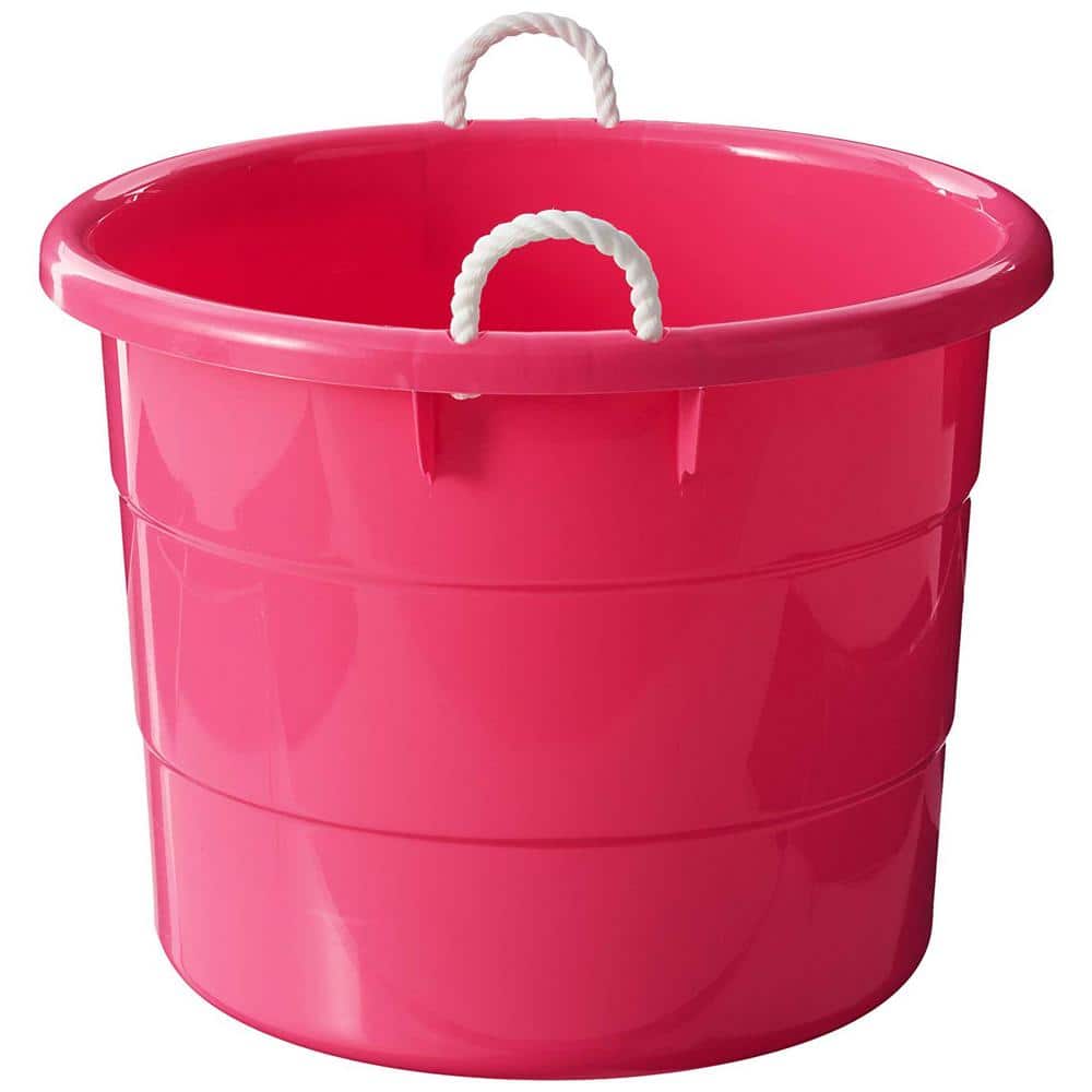 Homz 18 gal. Rope Handle Tub Storage Tote in Pink (2-Pack)