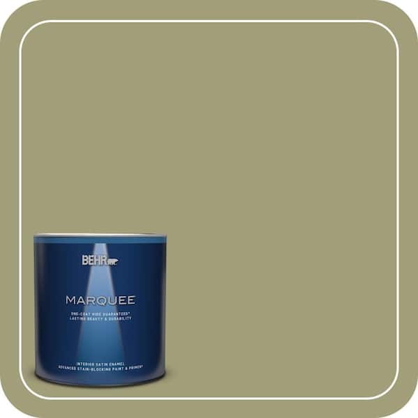 BEHR MARQUEE 1 qt. #MQ6-57 Bermuda Grass One-Coat Hide Satin Enamel Interior Paint & Primer