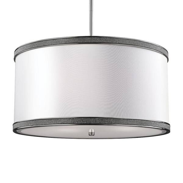 Generation Lighting Pave 20 in. W. 3-Light Polished Nickel Pendant