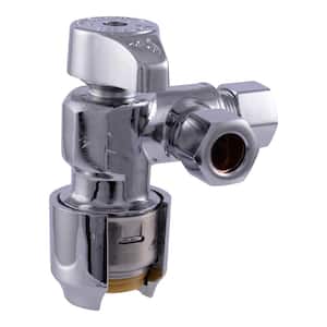 Max 1/2 in. Push-to-Connect x 3/8 in. O.D. Compression x 3/8 in. O.D. Compression Quarter-Turn Angle Dual Stop Valve