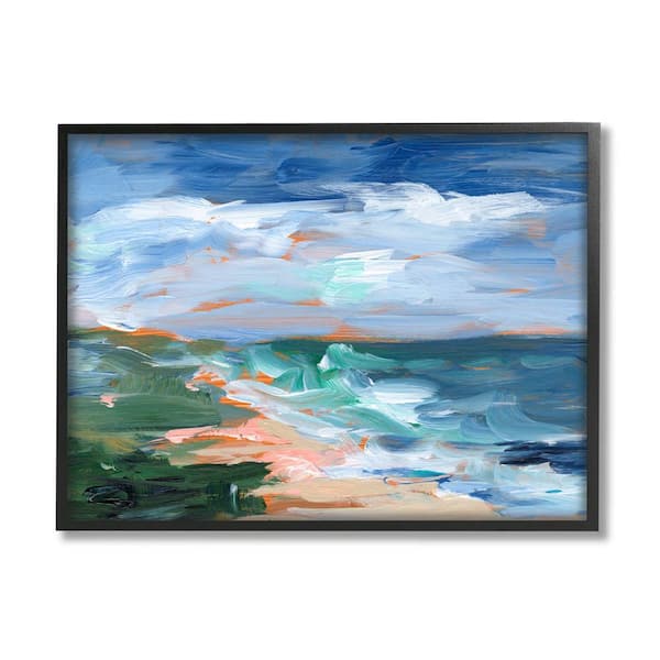 The Stupell Home Decor Collection Crashing Beach Waves Abstract Scene Design by Ethan Harper Framed Nature Art Print 30 in. x 24 in.