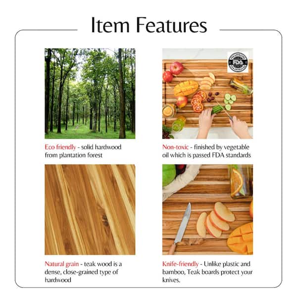 Aoibox 22 in. x 16 in. Extra Large Size Teak Multipurpose Cutting