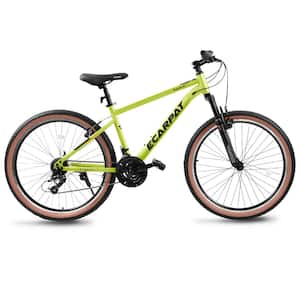 Outdoor 21 Speed Mountain Road Commuter City Bike with Carbon Steel Frame U Brakes Grip Shifter Front Fork Green