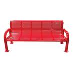 6 ft. Red Metal Perforated Roll Form U-Leg Bench with Back and Arms