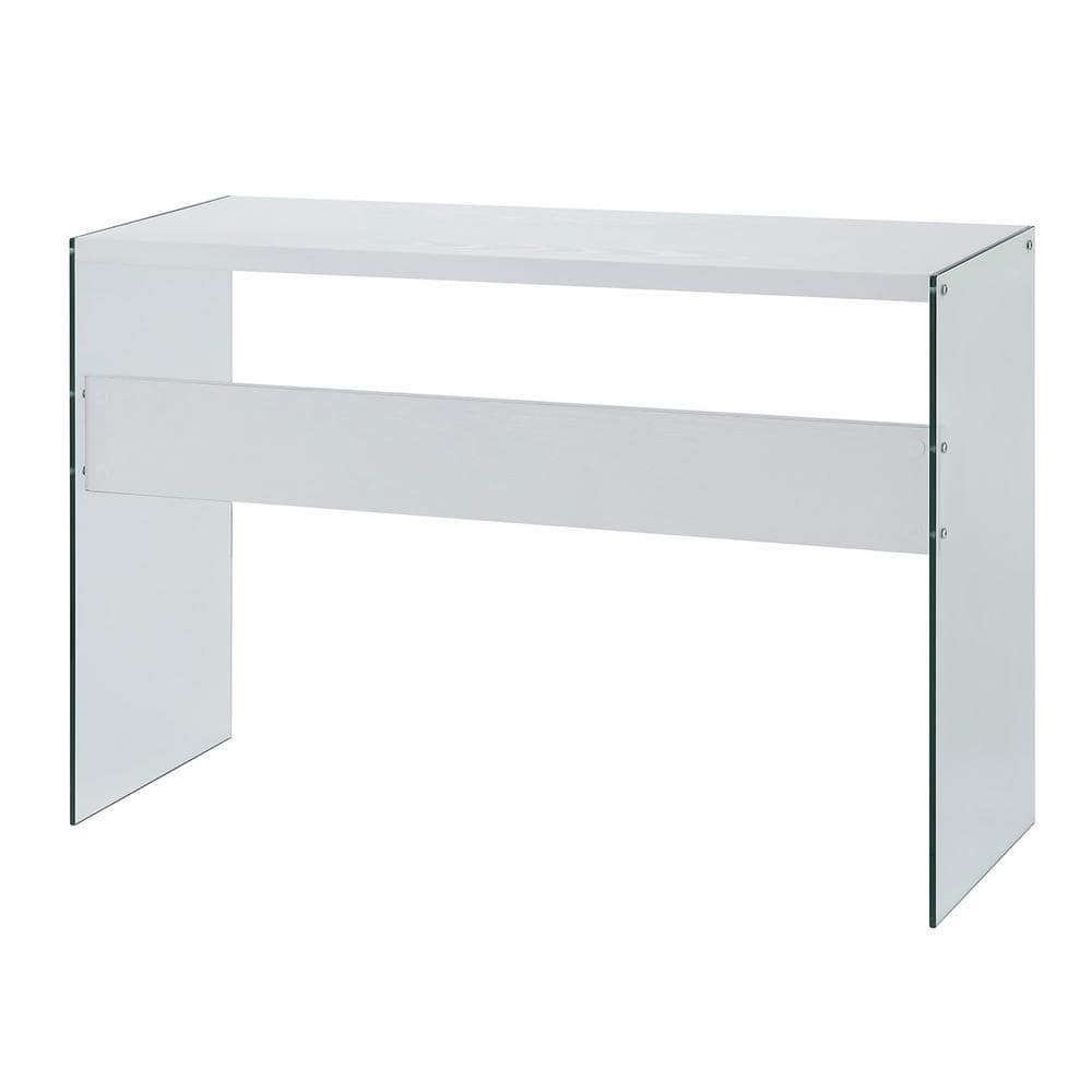 White and Glass Console Table with Storage