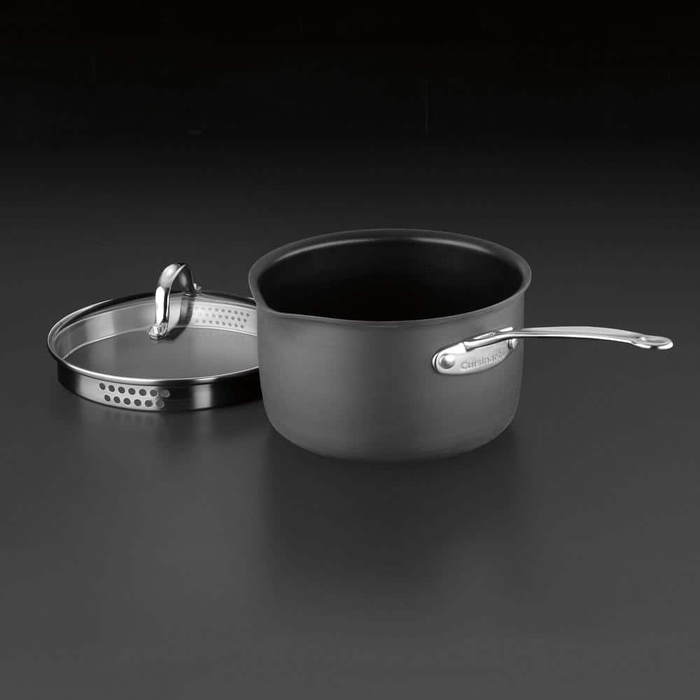 Hard Anodized Non-Stick Aluminum Saucepan with Lid, 3 Qt.