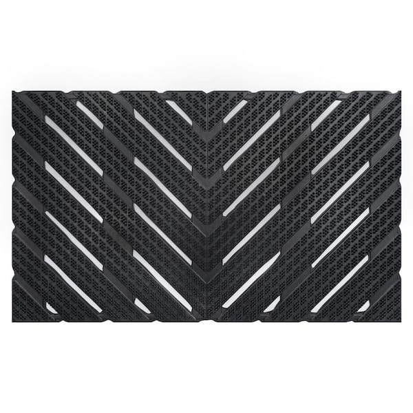 Chevron Rubber 18 in. x 30 in. Indoor/Outdoor Black Doormat