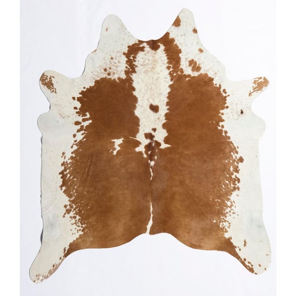 Rugs America Hand Curated Cowhide Whitish Brown 5 ft. x 6 ft. Area Rug