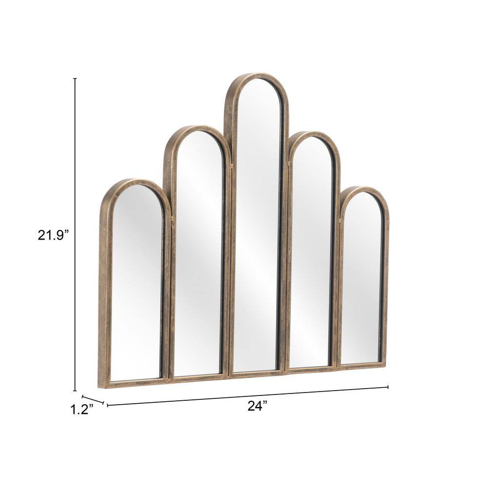Deco-Inspired Fountain Rectangular Mirror in Antique Gold