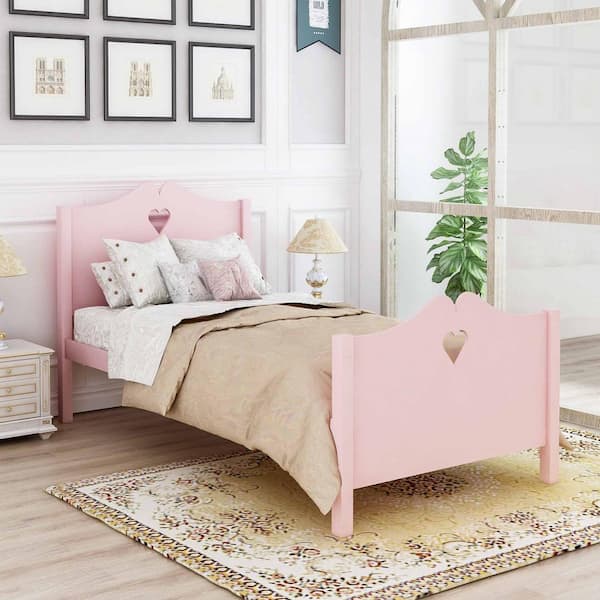 GODEER 80 in. W White Twin Wood Frame Platform Bed with Wood Slat Support and Headboard and Footboard