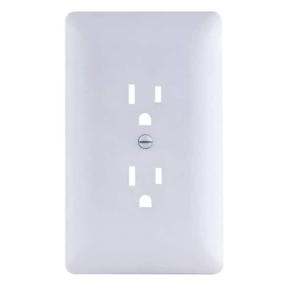 1-Gang Textured Plastic Duplex Outlet Wall Plate Cover-Up, White (Paintable)