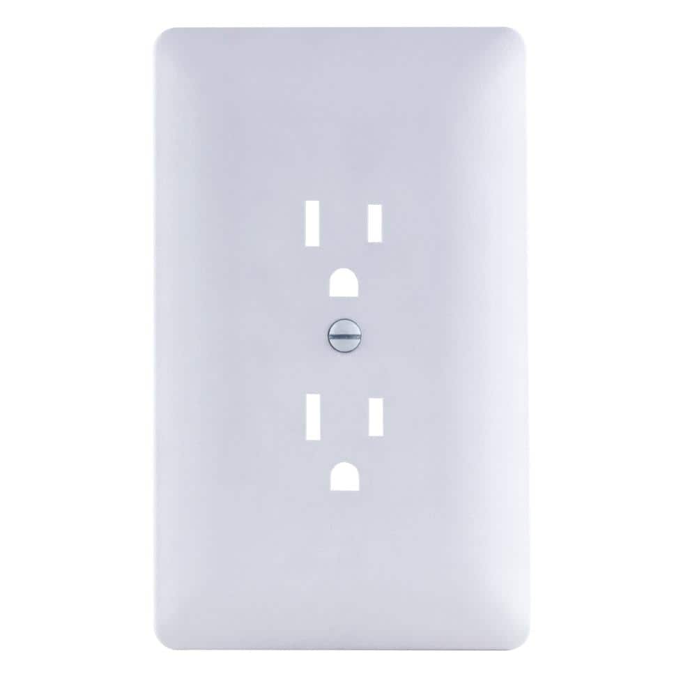 Commercial Electric 1-Gang Textured Plastic Duplex Outlet Wall Plate  Cover-Up, White (Paintable) PPCW-D - The Home Depot