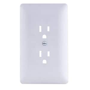 1-Gang Textured Plastic Duplex Outlet Wall Plate Cover-Up, White (Paintable)