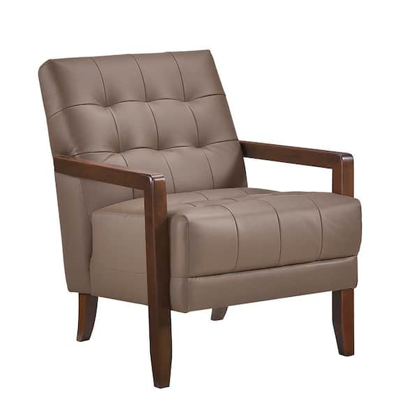Saratoga Brown Leather Upholstery Accent Armchair