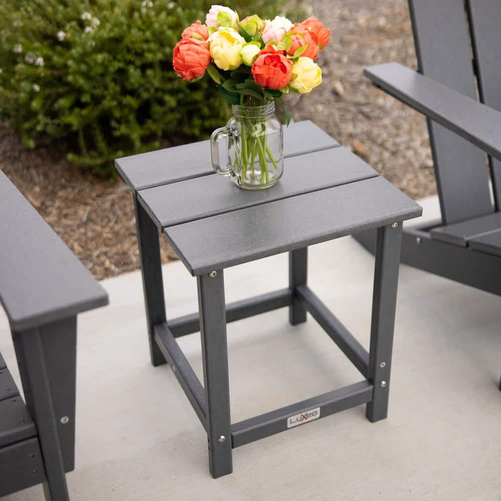 LuXeo Vista Gray Square Plastic Outdoor Side Table LUX-1524-GRY-ST - The  Home Depot