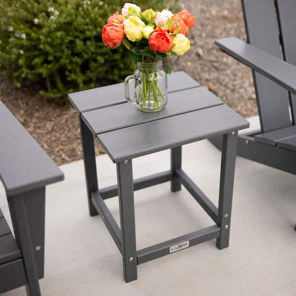LuXeo Vista Gray Square Plastic Outdoor Side Table