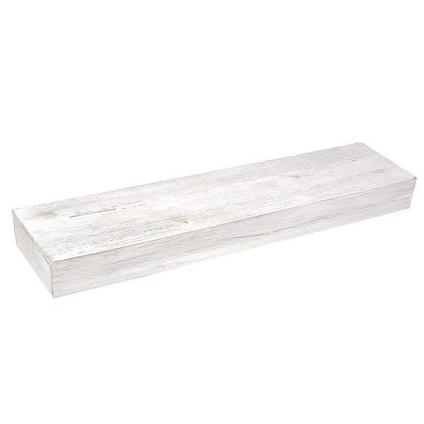 American Art Decor White Floating Wall Shelf – Rustic Farmhouse Decor for Living Room Bedroom Kitchen 36 in. W x 8 in. D