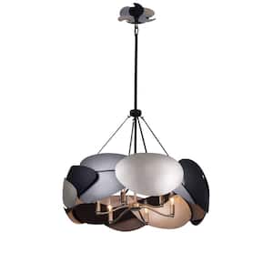Metalo Misto 60-Watt 6-Light Black with Atlas and Midnight Silver Statement Pendant Light with No Bulbs Included