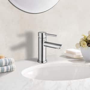 Low Arc Spout Single Handle Single Hole Bathroom Faucet in Brushed Nickel