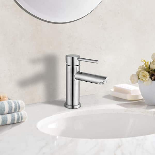 Satico Low Arc Spout Single Handle Single Hole Bathroom Faucet in Brushed Nickel