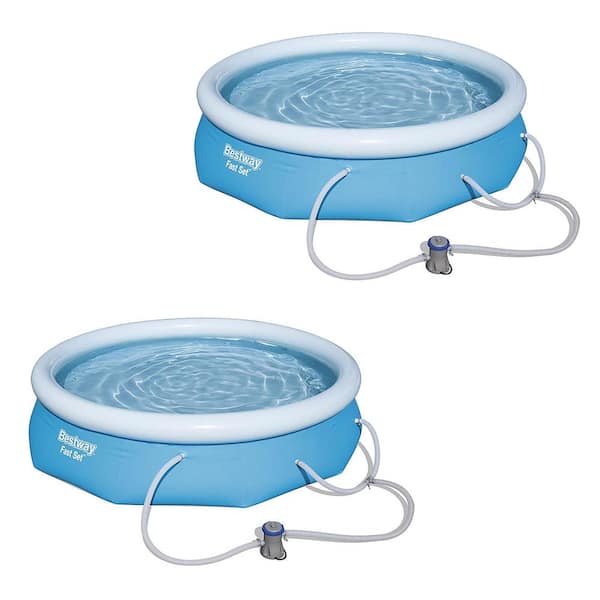 Bestway 10 ft. x 30 in. Fast Set Inflatable Above Ground Swimming Pool and Pump (2-Pack)