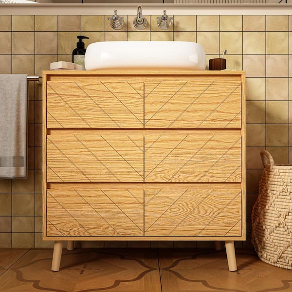FUFU&GAGA Wood Finished 6 Drawers 31.5 in. Width Chest of Drawers Wooden Elegant Storage Cabinet with Solid Wood Legs