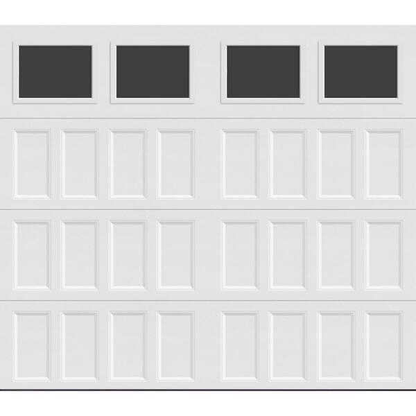 Clopay Bridgeport Steel Narrow Panel 8ft x 7ft Insulated 12.9 R-Value White Garage Door with plain windows