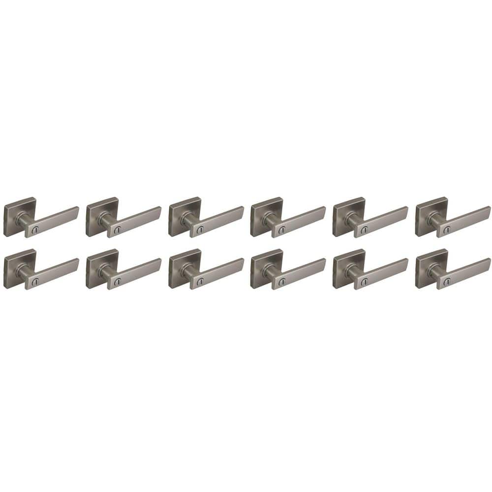 Contemporary Satin Nickel Bed/Bath Privacy Door Lever Lock 12-Pack