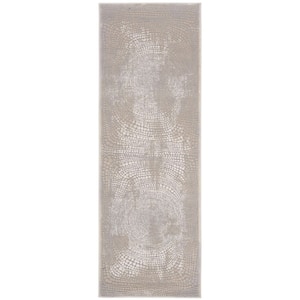 Meadow Ivory/Gray 3 ft. x 8 ft. Abstract Runner Rug