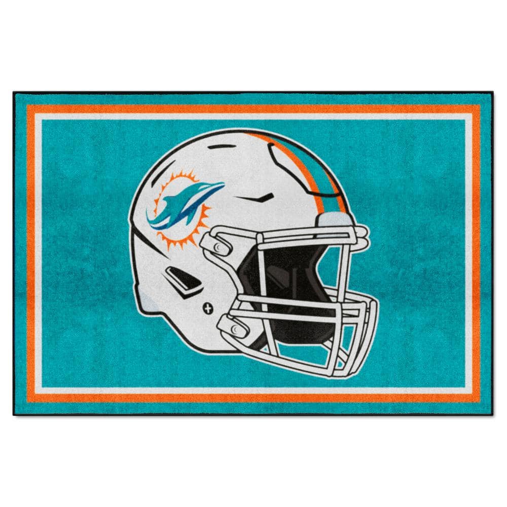 FANMATS Miami Dolphins Aqua 5 ft. x 8 ft. Plush Area Rug 38300 - The Home  Depot