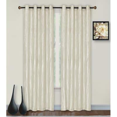 Ivory Solid Grommet Room Darkening Curtain - 55 in. W x 84 in. L