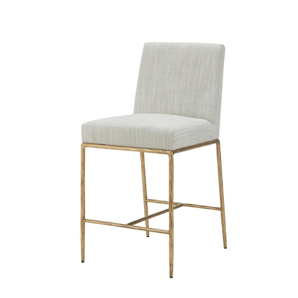 MR MODREST Beasley Modern 26.5 in. Off-White Metal Counter Stool with Linen Seat