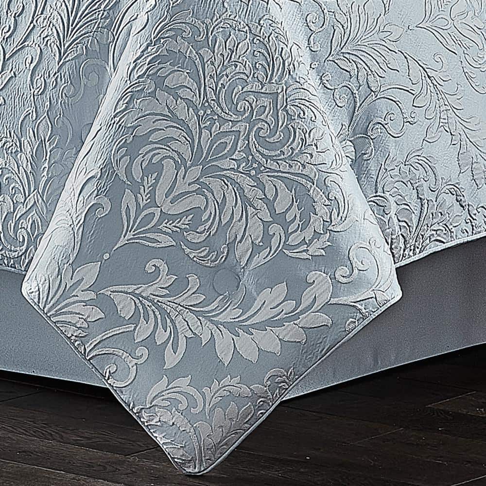 Powder Blue Damask Reversible California King Comforter Set