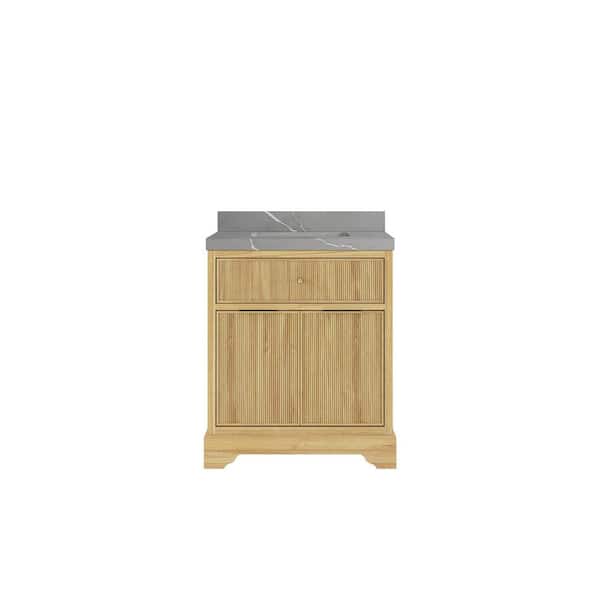 Willow Collections Austin Teak 30 in. W x 22 in. D x 36 in. H Bath Vanity in Light Teak with 2 in. Piatra Quartz Top