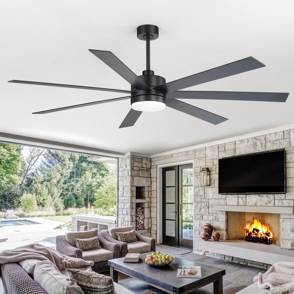 Hector II 72 in. Black Windmill Ceiling Fan with Integrated LED Light, Downrod, 7 Black/Brown Blades and Remote Included price history on PriceWatchPro