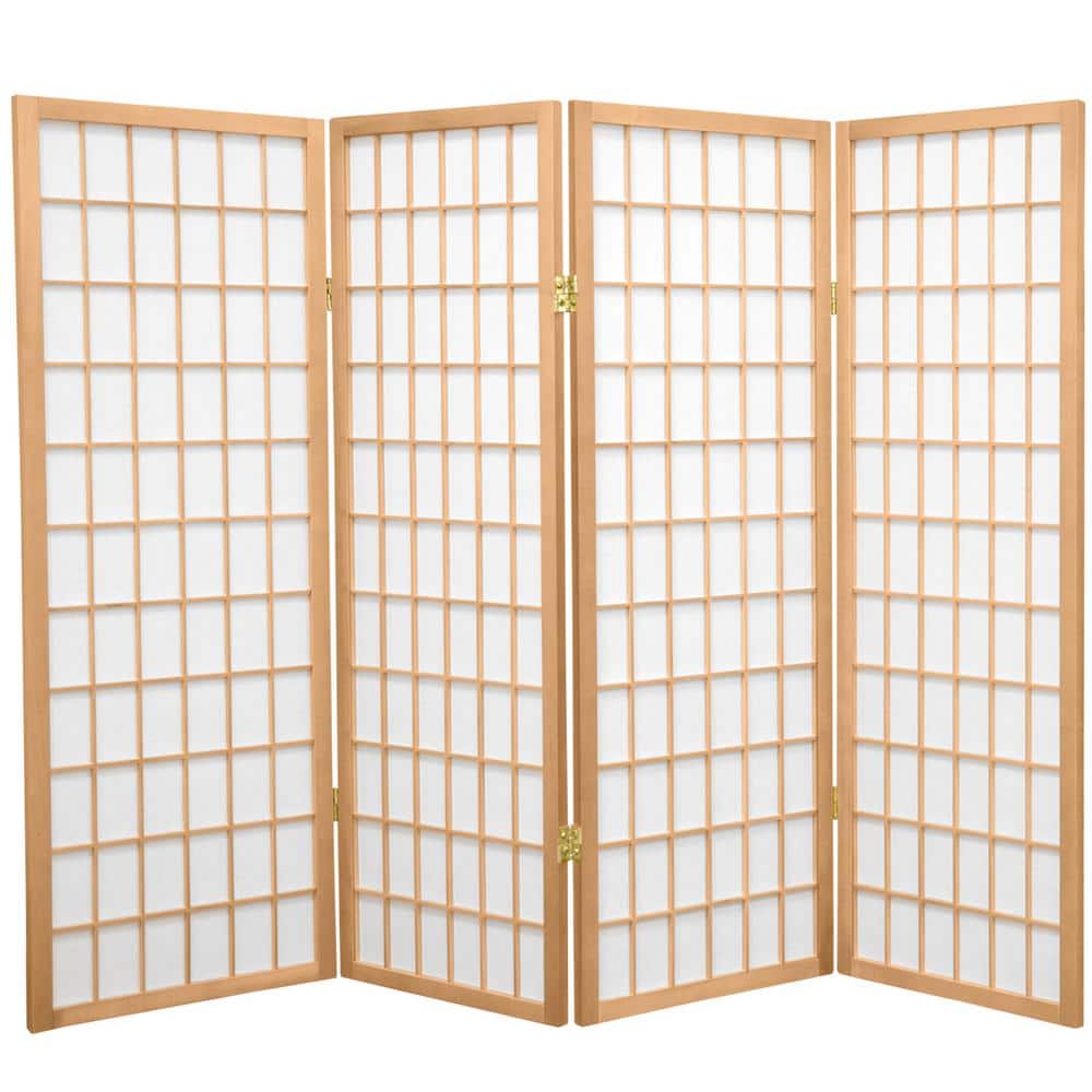 Natural 4-Panel Shoji Screen Room Divider