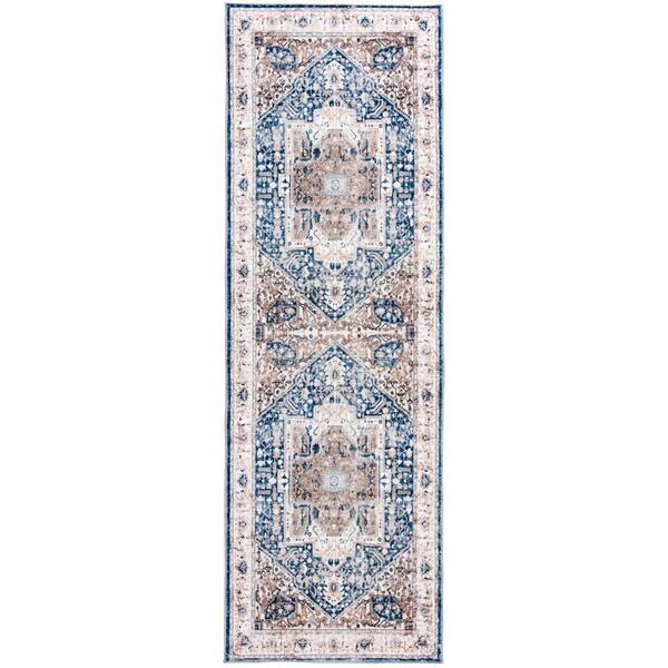 Silky Medallion Navy 2 ft. x 7 ft. Runner Area Rug