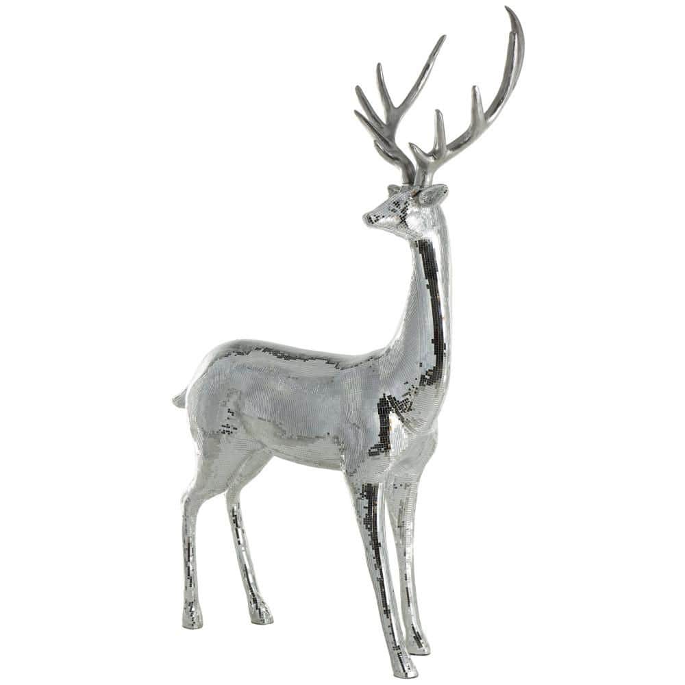 Litton Lane Silver 37 in. x 58 in. Fiber Glass Floor Reindeer