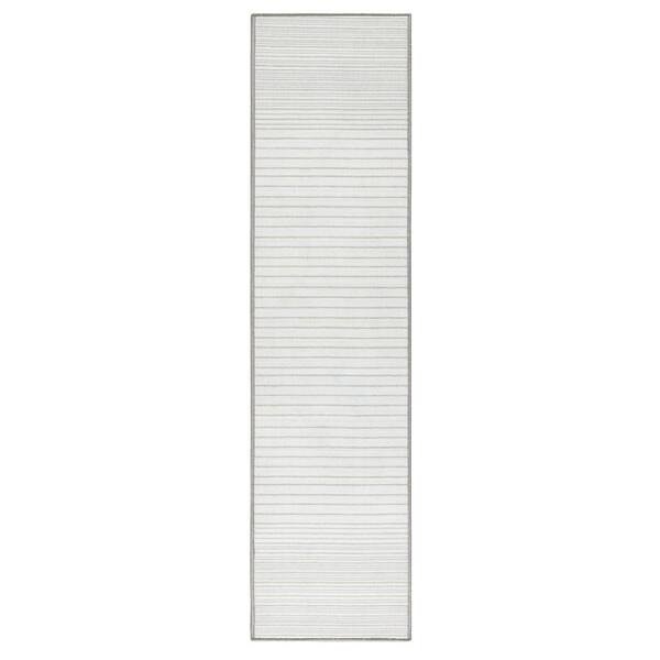 TOWN & COUNTRY LIVING Basic Layne Modern Stripe Silver Grey 2 ft. x 7 ft. Machine Washable Runner Rug