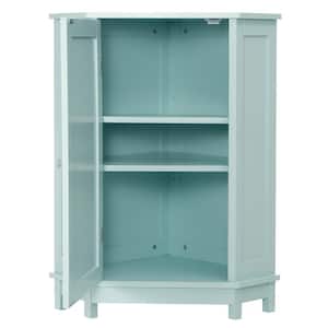 17.5 in. W x 17.5 in. D x 31.4 in. H Green Bathroom Linen Cabinet Triangle Corner Storage Cabinet with Adjustable Shelf