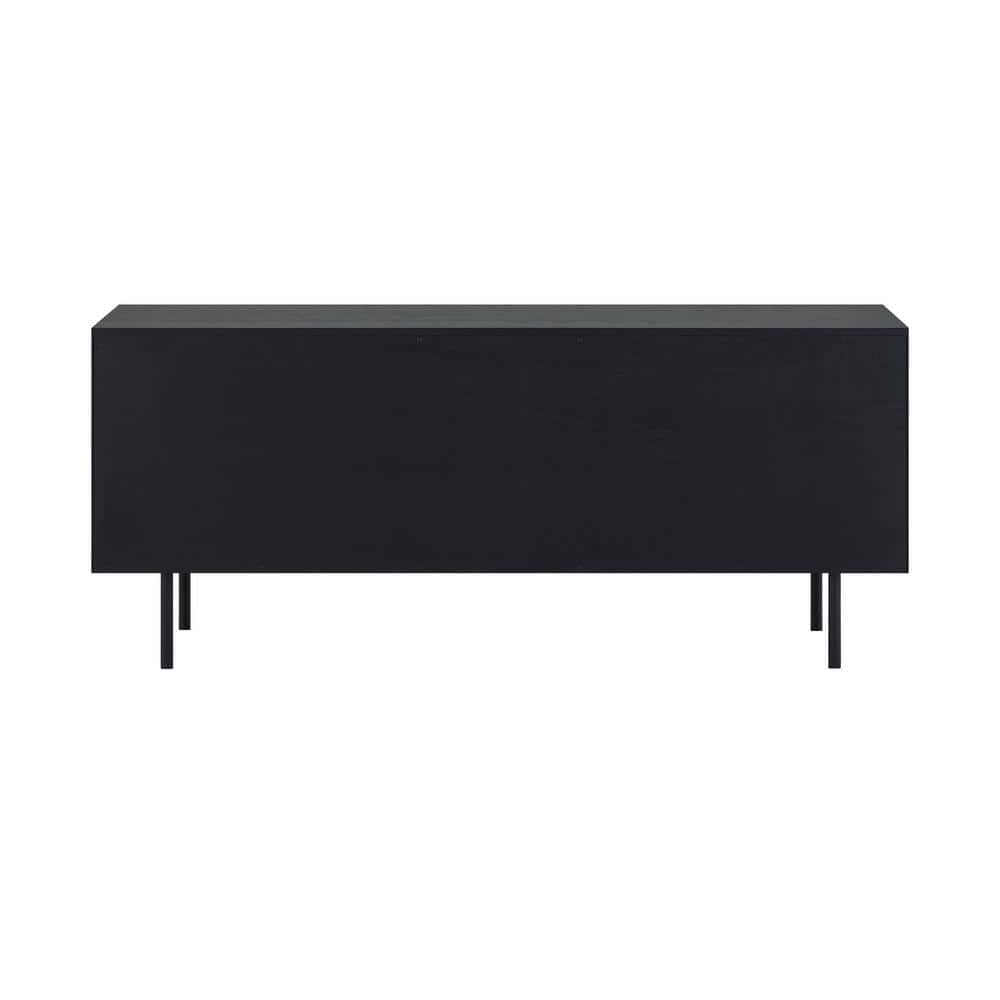 Pasadena Black Oak Wood 66" 4-Door Buffet Cabinet