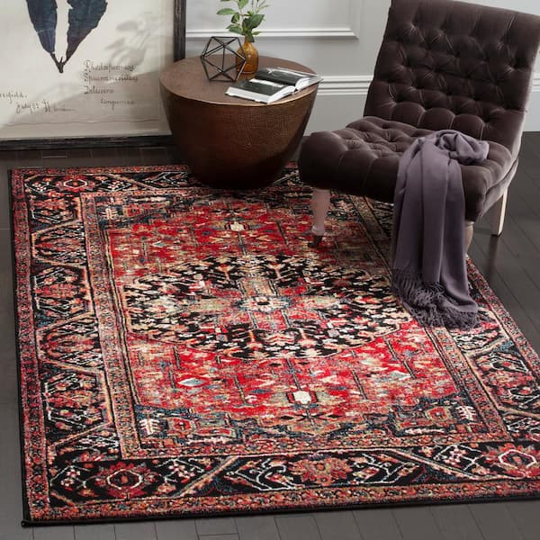 Vintage Hamadan Red/Multi Doormat 3 ft. x 5 ft. Antique Medallion Area Rug