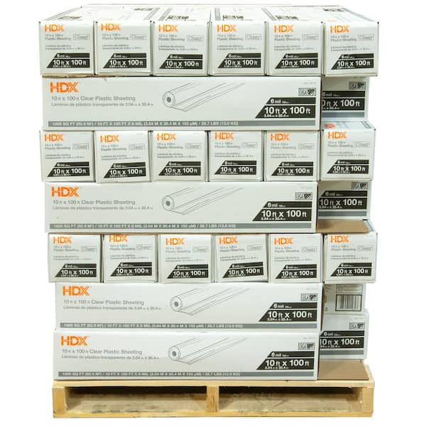 HDX 10 ft. x 100 ft. Clear 4 mil Plastic Sheeting CFHD0410C - The