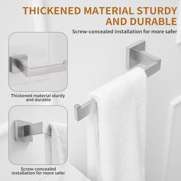 Wall Mounted Toilet Paper Holder Extended Towel Bar Tissue Holder Kitchen Paper Towel Holder in Brushed Nickel