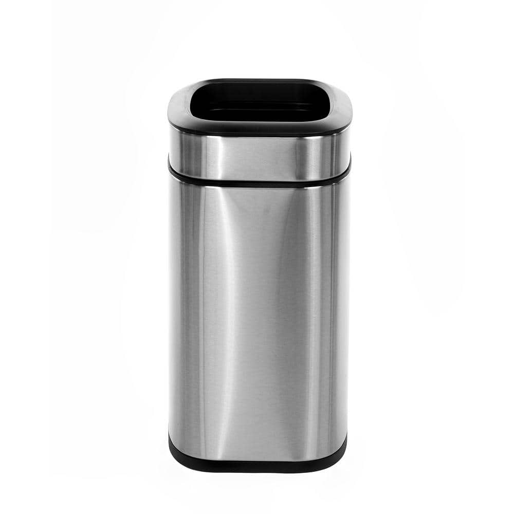 Stainless Steel Rectangular Open Top Trash Can with Liner, 2.6 Gallon