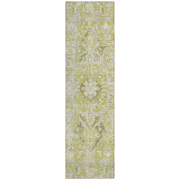 Artichoke Green 2 ft. x 8 ft. Woven Oriental Runner Indoor/Outdoor Area Rug