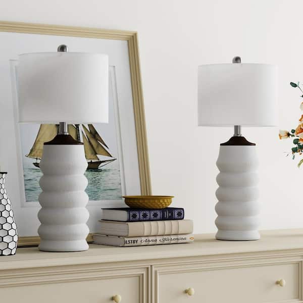 Maxax Salem 23-In White Resin Bedroom Table Lamp with USB Maxax Salem 23-In White Resin Bedroom Table Lamp with USB